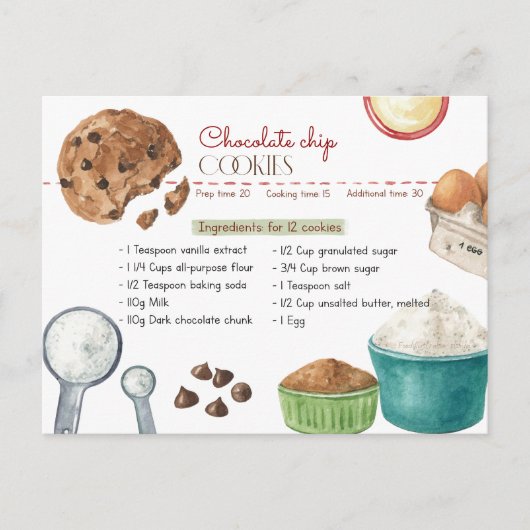 Chocolate Chip Cookies Recipe Briefkaart (Voorkant)