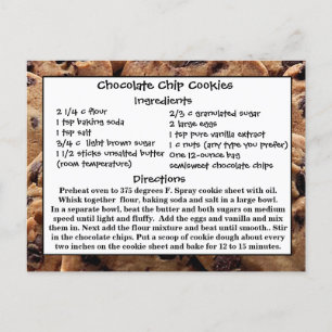 Chocolate Chip Cookies Recipe Card Briefkaart