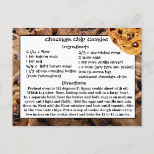 Chocolate Chip Cookies Recipe Card Briefkaart