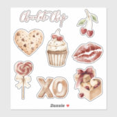 Chocolate Chip Hart Koekje Kersen Cupcake XO Sticker (Vel)