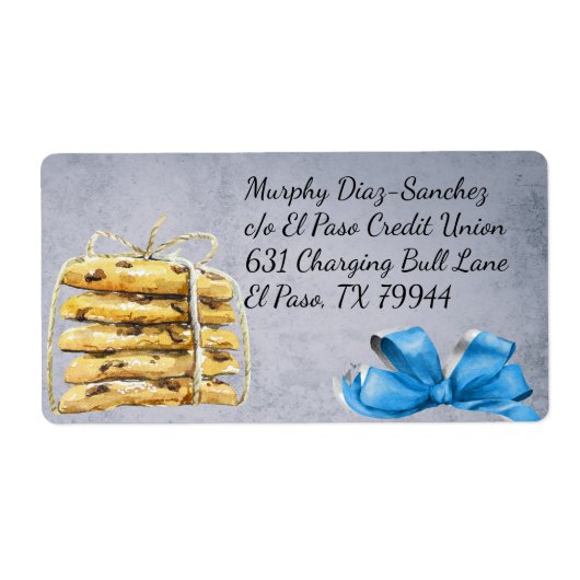 Chocolate Chip Koekjes & Verzending met Blauwe Lin Etiket (Voorkant)