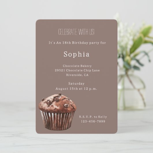 Chocolate Chip Muffin Cupcake Verjaardag Kaart (Staand voorkant)