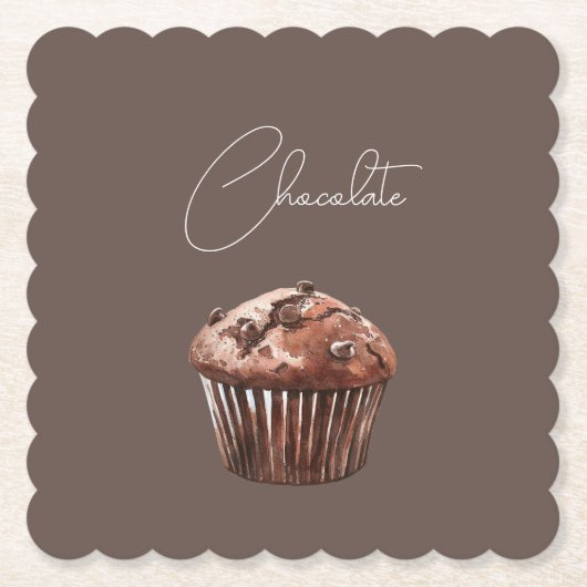 Chocolate Chip Muffin Cupcake Verjaardag Kartonnen Onderzetters (Voorkant)