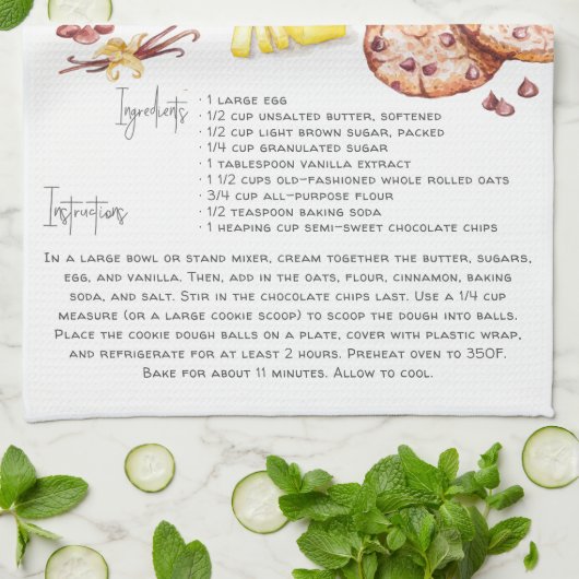 Chocolate Chip Oatmeel Cookie | Recipe Heirloom Theedoek (Gevouwen)