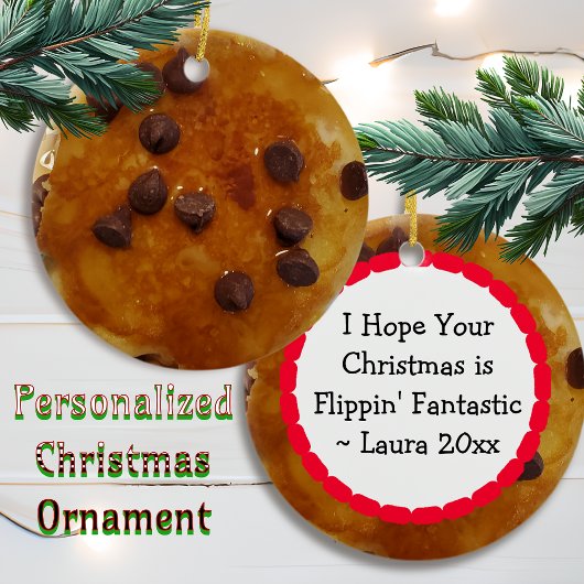 Chocolate Chip-pannenkoeken met Syrup-kerst Keramisch Ornament