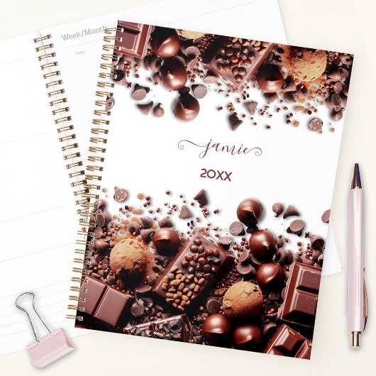 Chocolate Chocoholic Cocoa Sweets Modern Name Planner