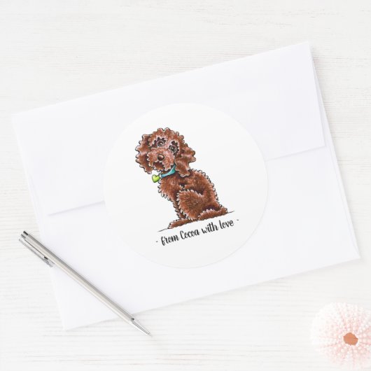 Chocolate Cockapoo - Gepersonaliseerd Ronde Sticker (Envelop)