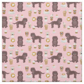 Chocolate cockapoo-hondenroze doodskisten stof (Swatch)