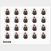 Chocolate Cocker Spaniel hond op Woof Art Kerstmis Ronde Sticker (Vel)