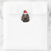 Chocolate Cocker Spaniel hond op Woof Art Kerstmis Ronde Sticker (Tas)