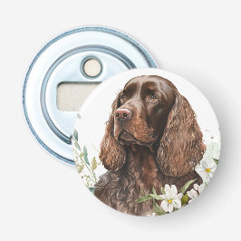 Chocolate Cocker Spaniel in Lilacs Button Flesopener