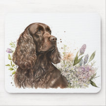Chocolate Cocker Spaniel in Lilacs