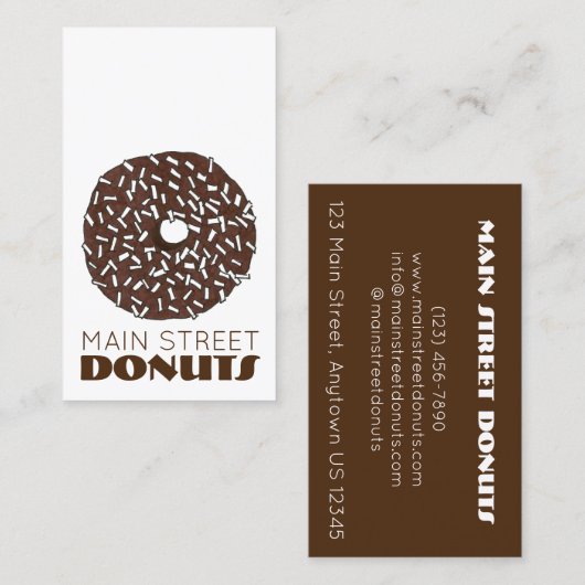 Chocolate Coconut Donut Doughnut Shop Donuts Food Visitekaartje (Voorkant / Achterkant)