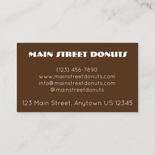 Chocolate Coconut Donut Doughnut Shop Donuts Food Visitekaartje (Achterkant)