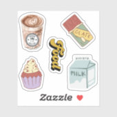  Chocolate Coffee Latte drink Milk Scrapbook Sticker (Vel)