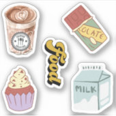 Chocolate Coffee Latte drink Milk Scrapbook Sticker (Voorkant)