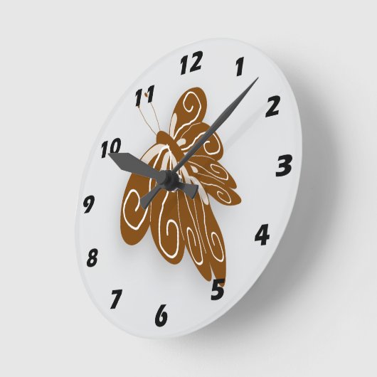 Chocolate Coloured Butterfly Design Ronde Klok (Hoek)