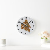 Chocolate Coloured Butterfly Design Ronde Klok (Huis)