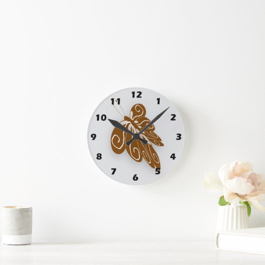 Chocolate Coloured Butterfly Design Ronde Klok (Huis)