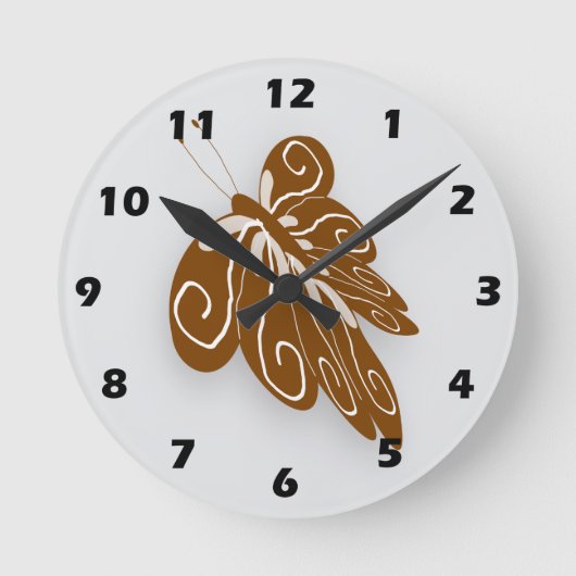 Chocolate Coloured Butterfly Design Ronde Klok (Voorkant)