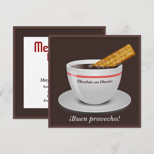 Chocolate con Churro Party uitnodigingen (Voorkant / Achterkant)