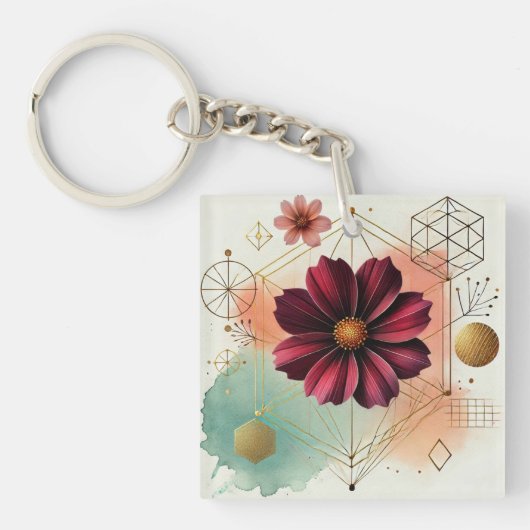 Chocolate Cosmos Geometrische Acryl Sleutelhanger (Voorkant)