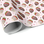 Chocolate Covered Strawberries Gift Wrap Cadeaupapier (Rol Hoek)