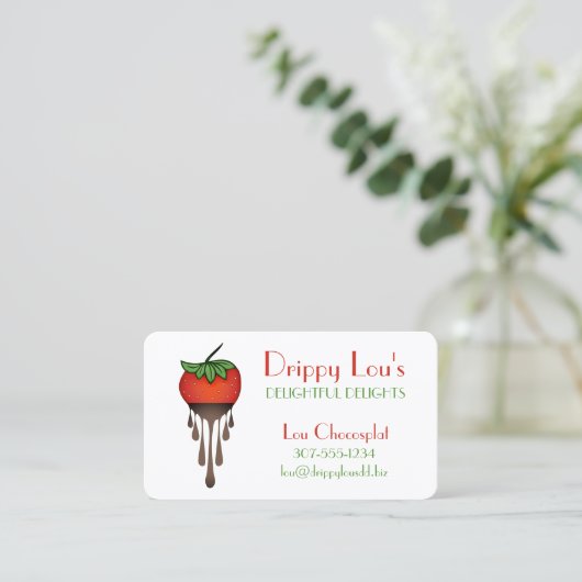 Chocolate covered strawberry vrucht confectionatie visitekaartje (Staand voorkant)