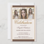 Chocolate Cream Gold Photo Afstuderen Invitation Kaart (Voorkant)