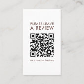 Chocolate Cream Script Laat een Review QR Code Visitekaartje (Voorkant)