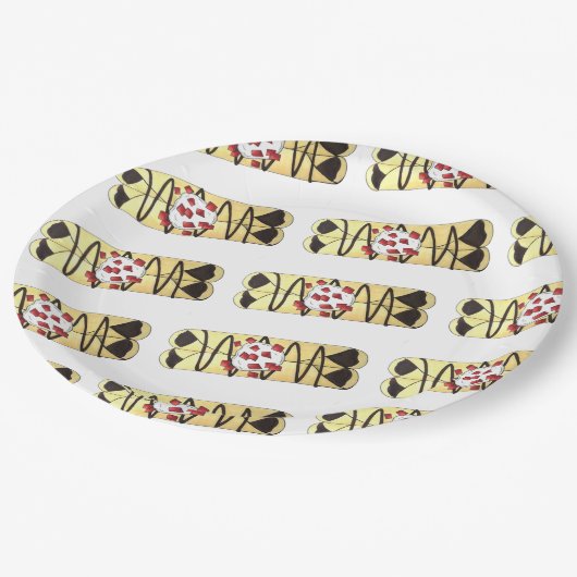 Chocolate Crêpe Pancake Frankrijk Papieren Bordje (Gekanteld)