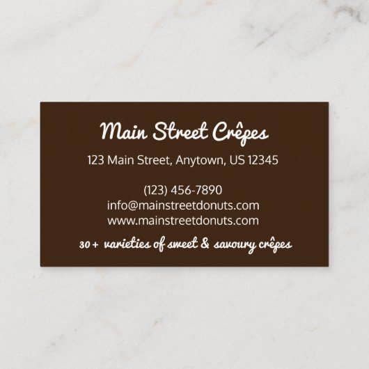 Chocolate Crêpe Pancake Frankrijk Visitekaartje (Achterkant)