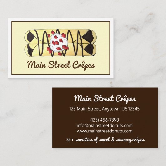 Chocolate Crêpe Pancake Frankrijk Visitekaartje (Voorkant / Achterkant)