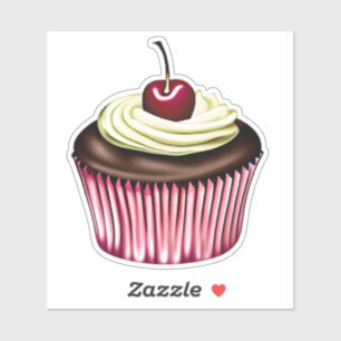 Chocolate Cupcake met Cherry op top Sticker