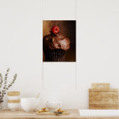Chocolate Cupcake met frambozentopslag Poster (Keuken)