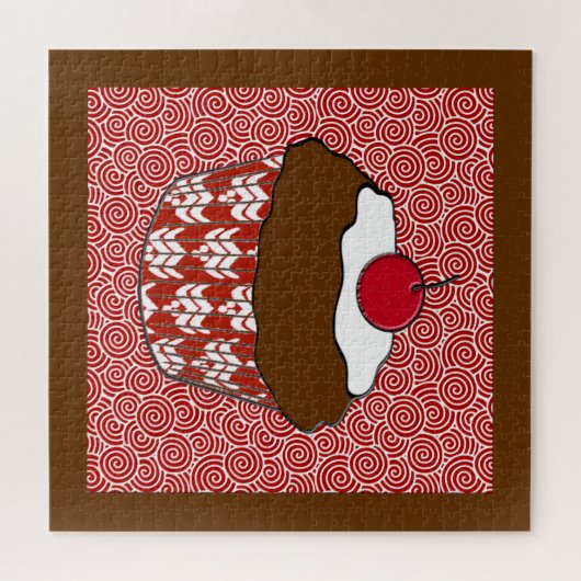 Chocolate Cupcake op rood en wit patroon Legpuzzel (Horizontaal)