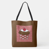 Chocolate Cupcake op rood en wit patroon Tote Bag (Achterkant)