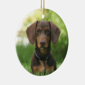 Chocolate Dachshund Doxie Dog Keramisch Ornament (Rechts)