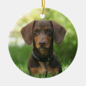 Chocolate Dachshund Doxie Dog Keramisch Ornament (Voorkant)