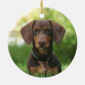 Chocolate Dachshund Doxie Dog Keramisch Ornament (Achterkant)