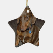 Chocolate Dachshund Keramisch Ornament (Rechts)