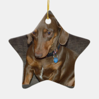 Chocolate Dachshund Keramisch Ornament