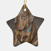 Chocolate Dachshund Keramisch Ornament (Links)