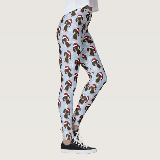 Chocolate Dachshund Schattigee Kersthondenvakantie Leggings (Rechts)