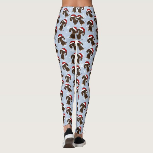 Chocolate Dachshund Schattigee Kersthondenvakantie Leggings (Achterkant)