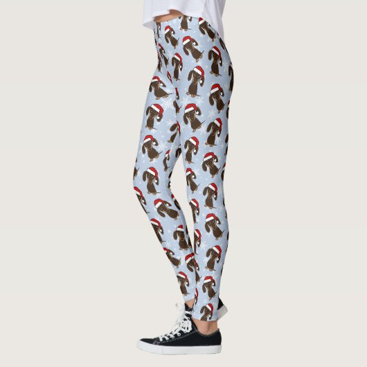Chocolate Dachshund Schattigee Kersthondenvakantie Leggings (Links)