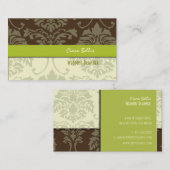Chocolate Damask, bruiloft planners visitekaartjes (Voorkant / Achterkant)