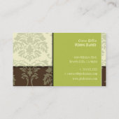 Chocolate Damask, bruiloft planners visitekaartjes (Achterkant)