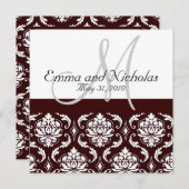 Chocolate Damask Monogram Weddenschap Kaart (Voorkant / Achterkant)