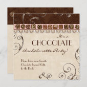 Chocolate Damask Swirl Batchelorette Party Invite Kaart (Voorkant / Achterkant)